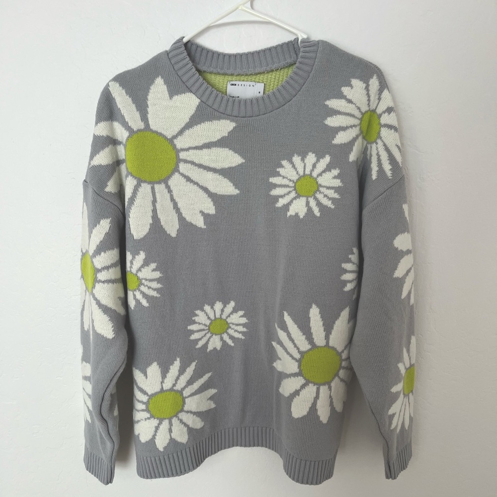 ASOS DESIGN knitted oversized floral sweater Size Medium